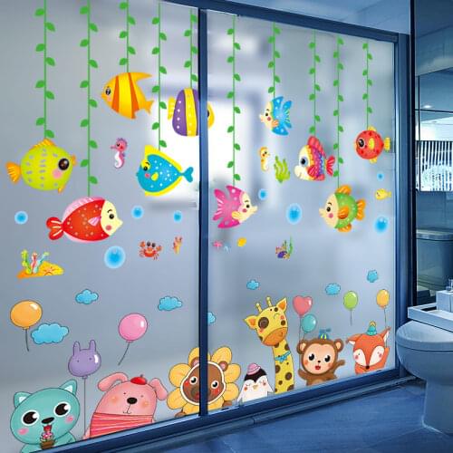 [SHIJUEHEZI] Animals Balloons Wall Stickers DIY Ocean Fish Wall Decals for Kids Bedroom Baby Room Bathroom Nursery Decoration