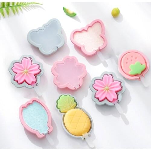 Silicone Ice Cream Mold Homemade Childs Fruit Popsicle Molds DIY Chocolate Pudding Tray with Cover and Rod