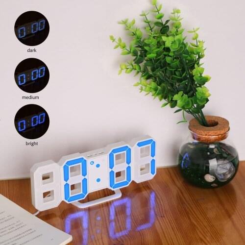 Modern Digital Display Table Desktop Alarm Clocks 24 / 12 Hours For Home Living Room Office 3D LED Wall Clock Nightlight