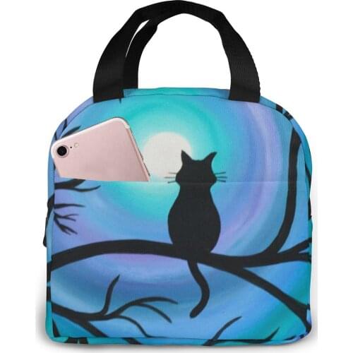 NOISYDESIGNS Cooler Lunch Box Bag Black Cats Painting Thermal Food Picnic Women Students Lunch Bags Tote Bolsos Mujer