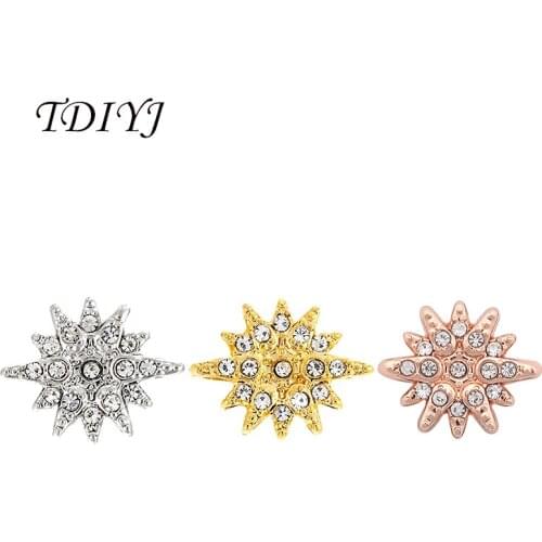 TDIYJ New Crystal North Star Slide Charms Keeper fit for Leather Keeper Wrappable Bracelet and Metal Pendant for Women 10Pcs/lot