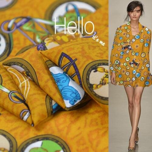 100cm*`135cm 13 Momme Paris Multi-cultural Multi-element Printing Real Silk Fabrics Classic Color Matching