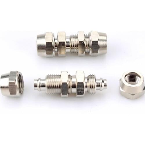 Twist Fit 4/6/8/10/12/14/16mm OD SMC Lock Female Type Bulkhead Copper nickel plating Push In Connector Quick Release Air Fitting