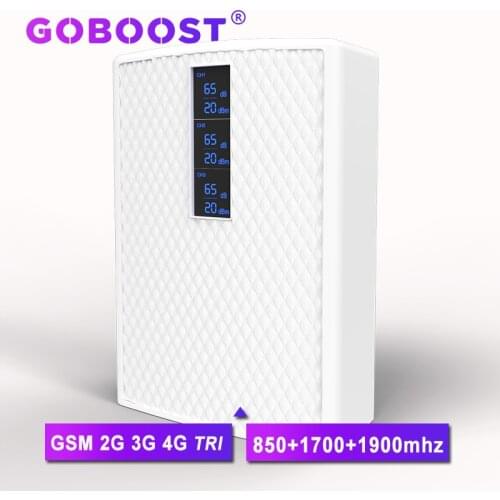 GOBOOST cellular amplifier gsm 2g 3g 4g repeater CDMA 850 PCS 1900 AWS 1700 tri-band signal booster mobile network 4g amplifier