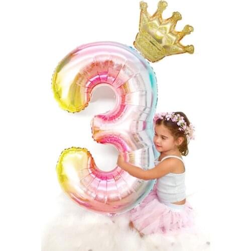 1 pc 40 inch Gradient Big Number Foil Balloons 0 1 2 3 4 5 6 7 8 9 years Old Baby Happy Birthday Party Decoration Large Balloons