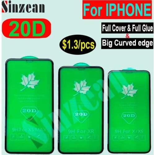25pcs For IPHONE 13/12 Pro Max/11/XR/XS MAX 20D Full Glass For IP SE2/6S/78 Plus 3D Curved Edge Tempered Glass Screen Protector