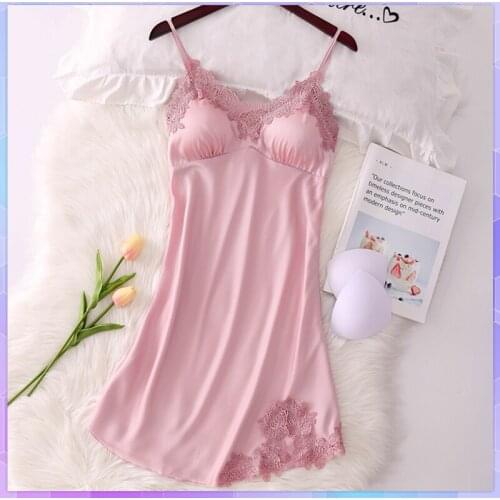 Female Ice Silk Nightgown Sexy Spaghetti Strap Night Dress Women Nighties Sleeveless Sleepwear Nightwear Temptation Sleepwear