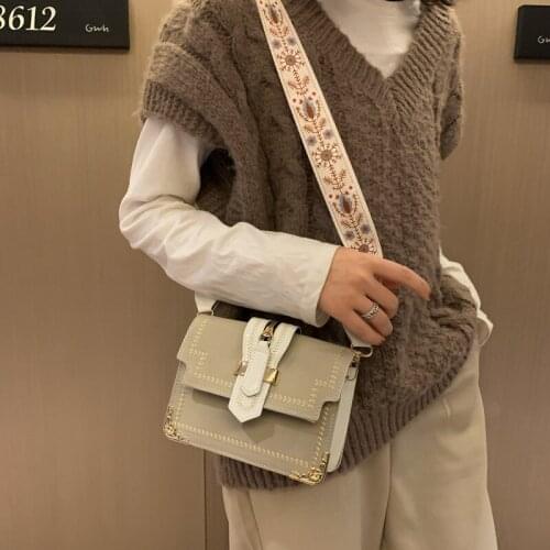 Vintage Suture Small Bag Western Style Female Bag New Trendy Fashion Simple Shoulder Bag Retro Broadband Messenger Handbags