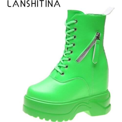 Womens Chunky Boots 2020 Autumn Leather Hidden Heels Women Sneakers Winter Fur Inside Warm Snow Boots Zip Platform Ankle Boots