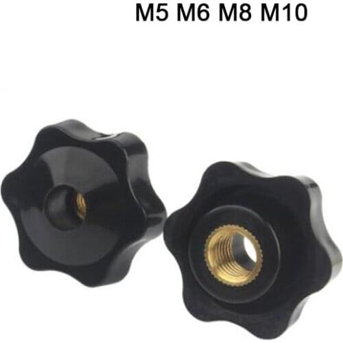 10/5 PCS M5 M6 M8 M10 Plum Hand Tighten Nuts Mechanical Black Thumb Nuts Clamping Knob Manual Nuts Handle Thread Star Copper