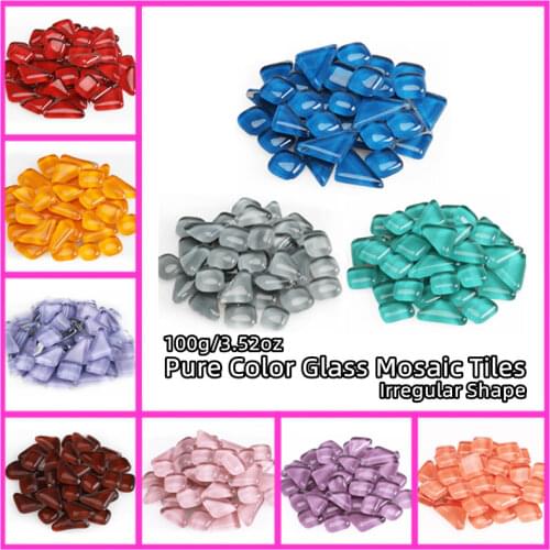 100g(approx. 60-70pcs) Pure Color Glass Mosaic Tiles Irregular Shape Mosaic Stone Mixed Color DIY Art Craft Materials