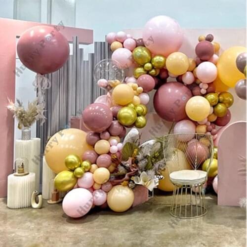 140Pcs Combination Lemon Yello Retro Pink Balloon Arch Kit For ValentineS Day Wedding Anniversary Birthday Party Decoration