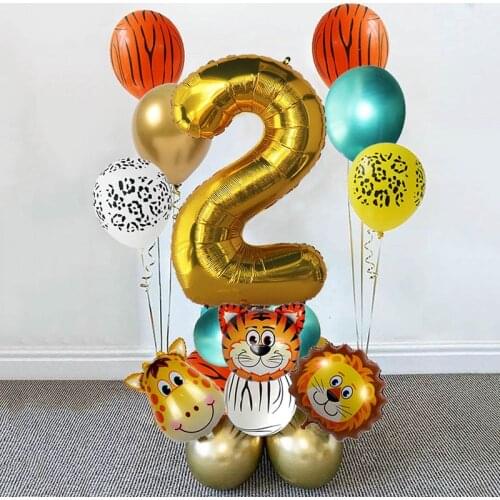 18pcs animal balloon kit boys birthday party decoration wild one party 32inch number ballons jungle baloons baby shower deco