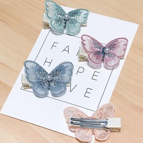 2PCS/Set New Women Girls Cute Lace Butterfly Hairpins Sweet Fairy Hair Ornament Clip Barrettes Headband Fashion Hair Accessories