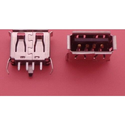 2PCS/LOT A Type Flat Angle (180 Degree) Female USB PCB Connector Socket, USB Jack Plug 3 legs+4 pin