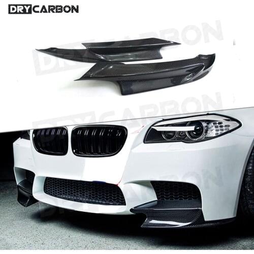 2PCS Carbon Fiber Front Bumper Lip Splitters Flaps Aprons for BMW 5 Series F10 M5 M Sport 12-2017 Head Fin Air Knife Trim Aprons
