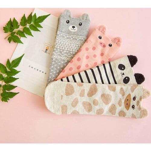 2021 Harajuku Japanese Women Socks Spring Autumn Cute Meias Cartoon Animal Cotton Socks For Woman Casual Chasractter Femme Sox