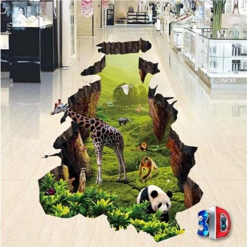 Beibehang Customized photo floor painted place 3D animal world wallpaper floor waterproof wear-resistant home decoration
