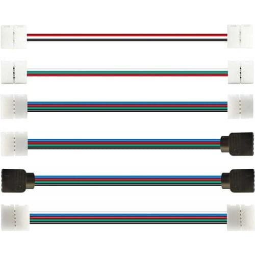5/10/20/50PCS 10mm SingIe Dual End SoIderIess Cover Connector 15cm CabIe Wire 2/3/4/5pin IP65 For WS2812 5050 RGB Led Strip