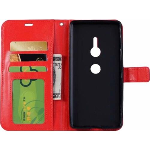 50pcs/lot free shipping Soft TPU + PU Leather Crazy Horse Wallet Case For sony xperia XZ3 XZ5 XZ5 Compact XA3