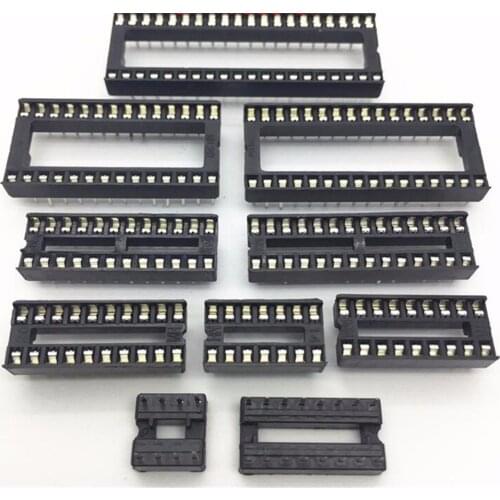 50pcs IC Socket DIP SIP Chip Socket Pin 2.54mm Pitch 6/8/14/16/18/20/24/28Pin 24/28/32/40Pin Wide IC Socket Adapter Solder Type