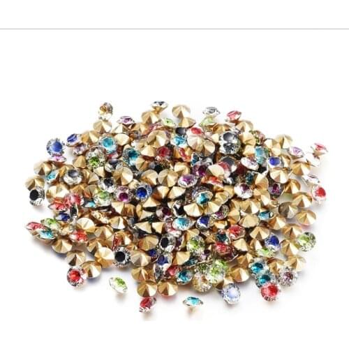 6mm Environmental Pointed Back Resin Rhinestones Back Plated Diamond Shape Mixed Color about 1440pcs/bag