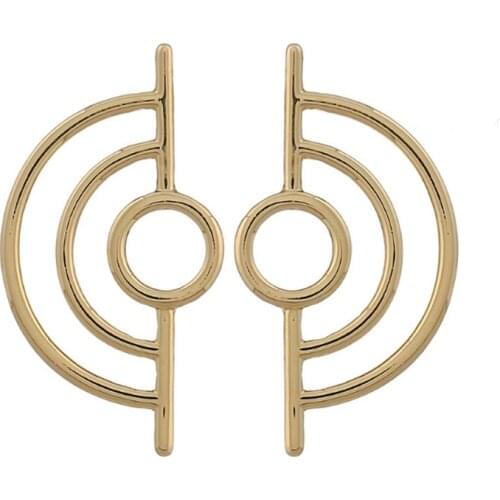 6 pair / lot fashion jewelry high quality gold metal geometry round stud earrings
