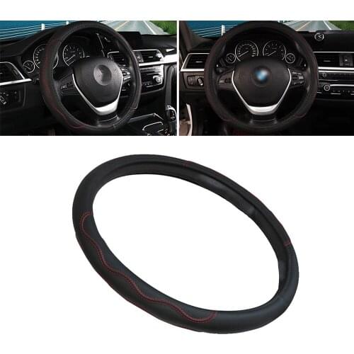 PU Leather Car Steering Wheel Cover Anti Slip Good Grip Car Acce Interior Series for 15" / 37-38CM Fit for Most Cars Styling