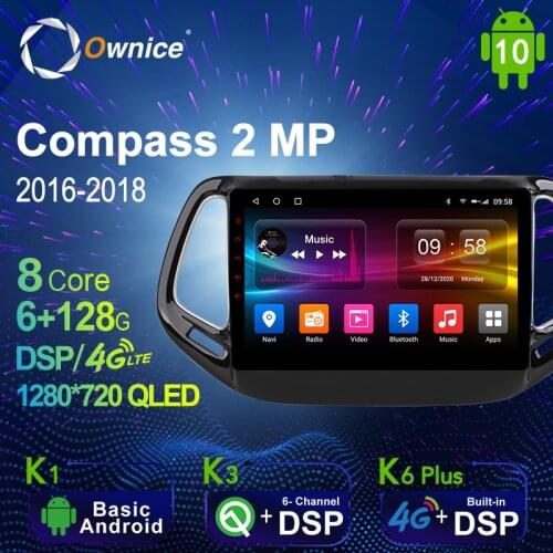 Ownice 6G+128G Android 10.0 Car Multimedia Radio Player for Jeep Compass 2 MP 2016 - 2018 Auto video Head Unit 4G LTE SPDIF