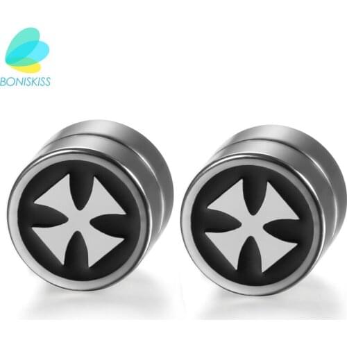 Boniskiss High Quality Magnetic Stud Earrings For Men Stainless Steel Magnet Men And Women Cross Earrings Jewelry
