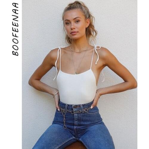 BOOFEENAA Sexy Lace Up Knitted Cami Tank Top Spring Summer 2021 Soft Girl Aesthetic Clothes Basic White Tops for Women C68-AD11