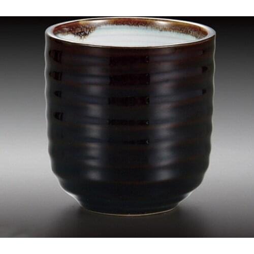 Black coarse pottery tea cup japanese ceramic tea bowl for puer big volume 200ml teacups porcelain drinkware