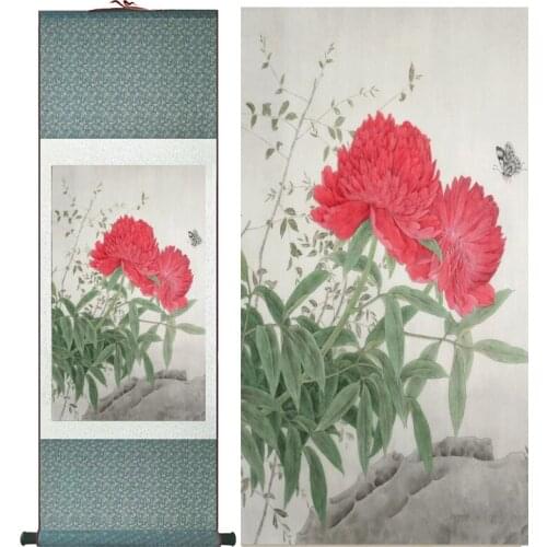 Flowers Painting Home Office Decoration Chinese scroll painting birds painting butterfly and flower paintingPrinted painting