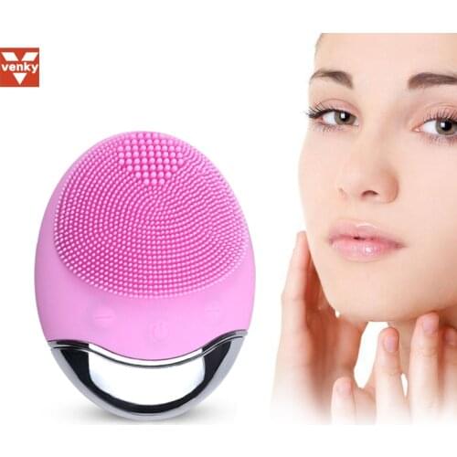 VENKY Electric Mini Facial Cleaning Brush Anion Imported Wireless Facial Brush Bamboo Charcoal Silicone Facial Cleansing Brush