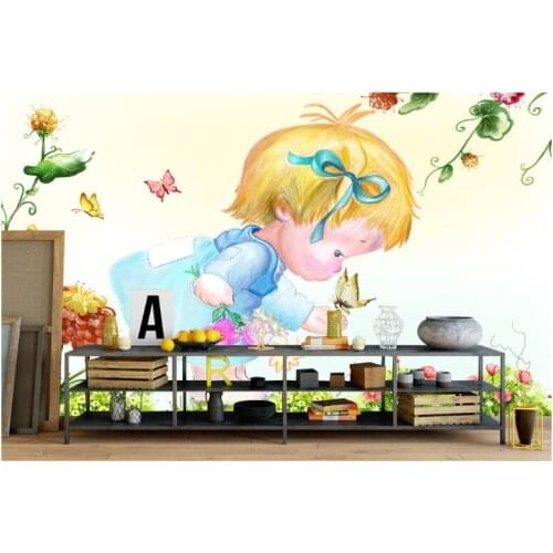 CJSIR Photo Wallpaper Cartoon Beautiful Children Sofa Backdrop Walls Background Village Forest Hut Night Oil Painting TV Decors