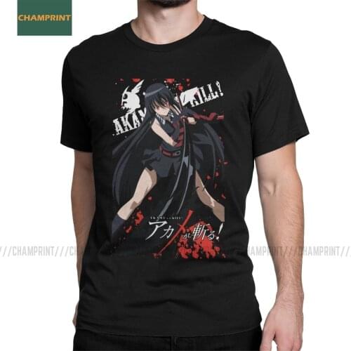 Leisure Akame Ga Kill T-Shirt Men Cotton T Shirt Night Raid Anime Tatsumi Elfen Lied Hellsing Berserk Short Sleeve Tees Printed