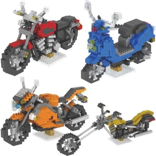 HAIYANG Mini Building Blocks 3D Diy Model Building Blocks Moto Car Bike Red Blue Educational Toys Birthday Gift for kids collect