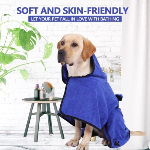 Dog Bathrobe XS-XL Pet Dog Bath Towel for Small Medium Large Dogs Microfiber Super Absorbent Pet Drying Towel Pet Supplies