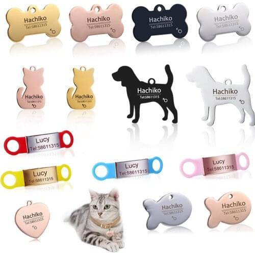 YVYOO New cat dog ID tag Free engraving dog Collar pet Charm Pet name pendant Bone Necklace Collar Puppy cat collar accessory BB
