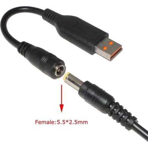 5.5*2.5mm 5.5x2.1mm Round Jack To USB Square Converter Dc Plug Power Adapter Cable Cord for Lenovo Yoga 700 900 Yoga 3 4 Pro
