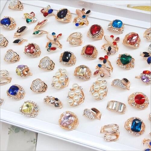 New diamond-encrusted fashion big exaggerated atmosphere mixed gem female ring wholesale