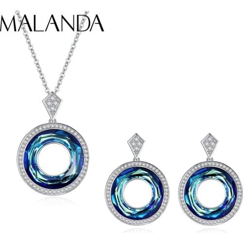 Malanda Original Design Gorgeous Necklace Earrings Set For Women 100% Crystal From Swarovski New Fashion Luxury Jewelry Set Gift