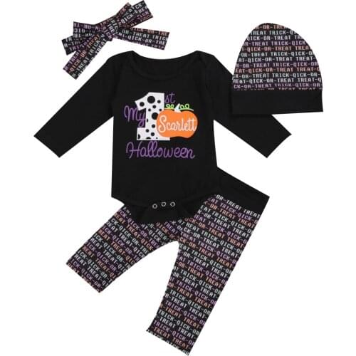 0-18M Halloween Newborn Kid baby Girl Boy Clothes set Long Sleeve Bodysuit Romper Top and pant suit Cute Sweet Party Club Outfit