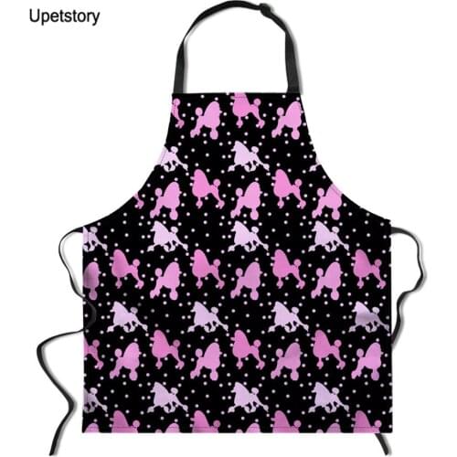Upetstory Poodle Dog Printed Kitchen Aprons For Women Fabric Bibs Household Cleaning Pinafore Home Cooking Apron 65*72cm