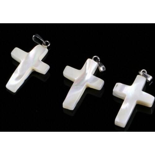 Natural white shell Cross shape Pendant Exquisite charms for Jewelry Making DIY earring Necklaces Accessories size 18*29mm