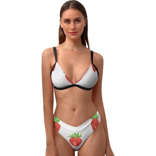 Strawberry Bikini Swimsuit Suspender Full Bath Swimwear Female Hot Sale Two Piece Bathing Suit