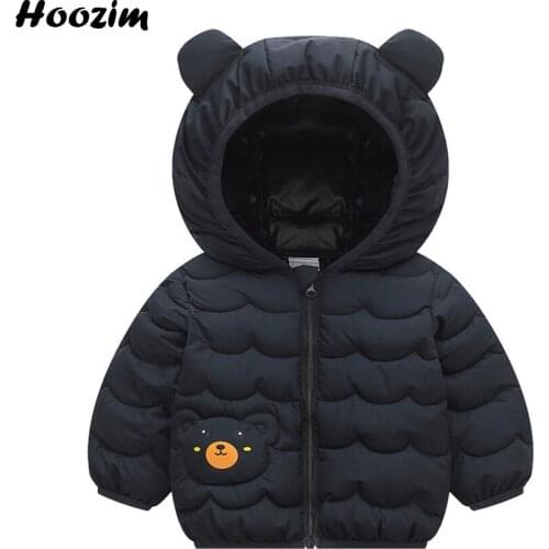 Winter Ultra Light Jacket Boys 18M To 6 Years Fashion Black Cartoon Dog Outerwear With Ears Parkas Kids Peacock Blue Coat Girls