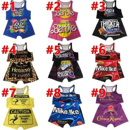 MCLAOSI 2021 Summer Womens Sexy Pattern Printed Tank Top Shorts 2 Piece Set Ladies Fashion Tight Pajama Set Silk Sleepwear Set