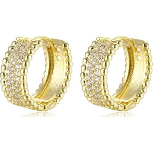 INS Fashion Retro Wide Hoop Earrings Huggie Round Piercing Gold Earrings For Women Silver Statement Full Pave Zircon Earrings