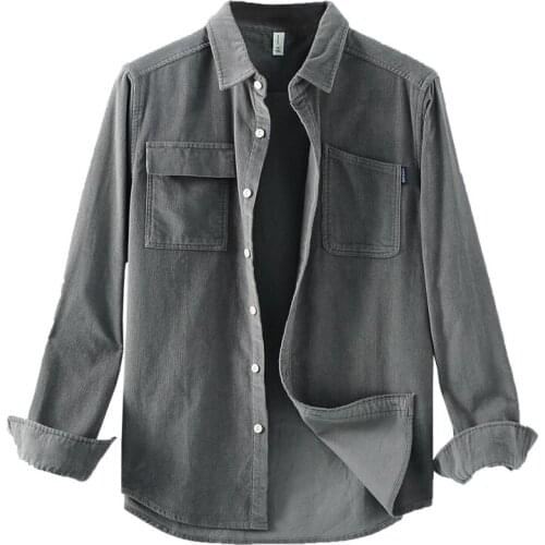 Men 2021 Spring And Autumn Fashion Brand Japan Style Vintage Slim Fit Corduroy Pure Cotton Shirt Male Casual Shirt Coat